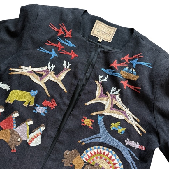 Double D Ranch Jackets & Blazers - VTG Double D Ranch Wear Women's Animal Embroidered Black Open Jacket M Western
